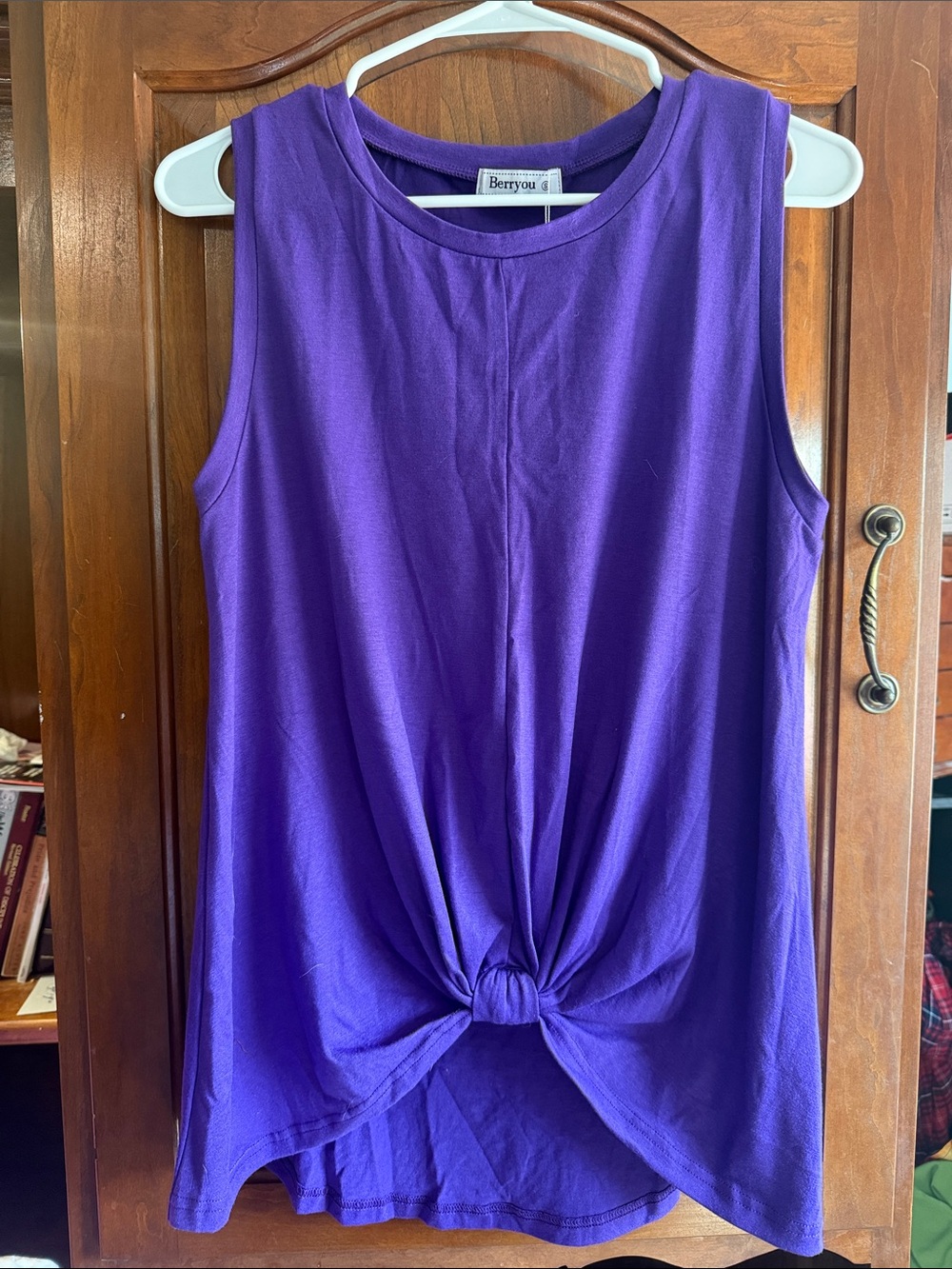 Purple Knot-Front Sleeveless Top